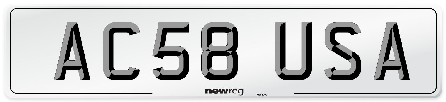 AC58 USA Number Plate from New Reg